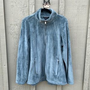 Athleta Cozy Karma Recover Stretch Powder Blue full zip fleece 1X